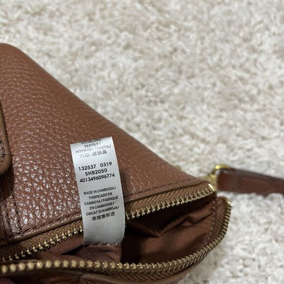 Fossil Brown Studded Cow Hide Leather Satchel Crossbody Bag Purse - Picture 10 of 11